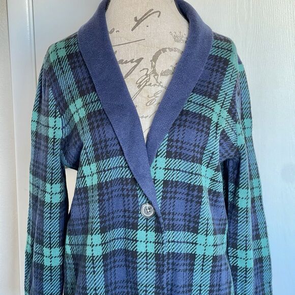 Lands' End Women Cardigan Sweater Sz Medium Grunge Preppy Geek Y2k Minimalist - Picture 6 of 14